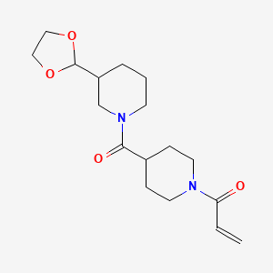 molecular formula C17H26N2O4 B2851029 1-[4-[3-(1,3-Dioxolan-2-yl)piperidine-1-carbonyl]piperidin-1-yl]prop-2-en-1-one CAS No. 2361791-83-3