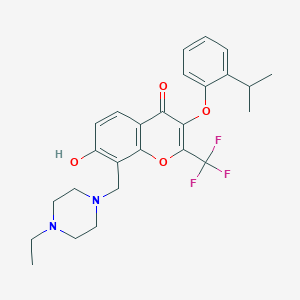 molecular formula C26H29F3N2O4 B285103 8-[(4-ethyl-1-piperazinyl)methyl]-7-hydroxy-3-(2-isopropylphenoxy)-2-(trifluoromethyl)-4H-chromen-4-one 