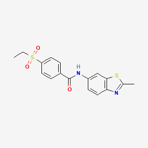 molecular formula C17H16N2O3S2 B2851040 4-(ethylsulfonyl)-N-(2-methylbenzo[d]thiazol-6-yl)benzamide CAS No. 898405-93-1