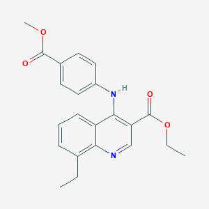 molecular formula C22H22N2O4 B285106 Ethyl 8-ethyl-4-{[4-(methoxycarbonyl)phenyl]amino}quinoline-3-carboxylate 