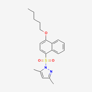 molecular formula C20H24N2O3S B2851107 3,5-Dimethyl-1-[(4-pentyloxynaphthyl)sulfonyl]pyrazole CAS No. 942666-40-2