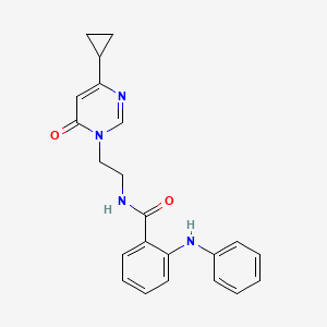 molecular formula C22H22N4O2 B2851112 N-(2-(4-cyclopropyl-6-oxopyrimidin-1(6H)-yl)ethyl)-2-(phenylamino)benzamide CAS No. 2034358-33-1