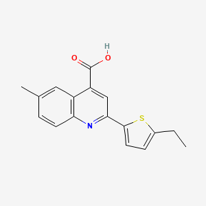 molecular formula C17H15NO2S B2851125 2-(5-Ethylthiophen-2-yl)-6-methylquinoline-4-carboxylic acid CAS No. 438216-59-2