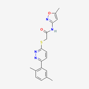 molecular formula C18H18N4O2S B2851128 2-((6-(2,5-二甲苯基)吡啶嗪-3-基)硫代)-N-(5-甲基异恶唑-3-基)乙酰胺 CAS No. 923083-70-9