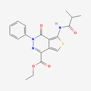 molecular formula C19H19N3O4S B2851145 5-(2-甲基丙酰氨基)-4-氧代-3-苯基噻吩[3,4-d]哒嗪-1-羧酸乙酯 CAS No. 851946-72-0