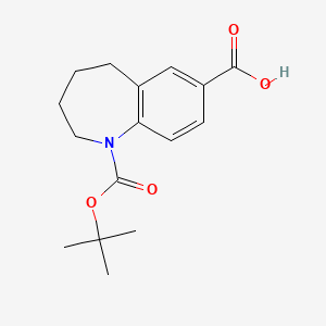 molecular formula C16H21NO4 B2851161 1-[(2-Methylpropan-2-yl)oxycarbonyl]-2,3,4,5-tetrahydro-1-benzazepine-7-carboxylic acid CAS No. 1693845-33-8