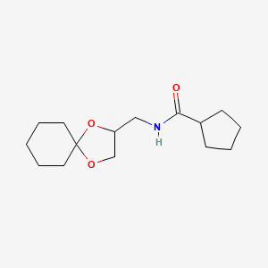 molecular formula C15H25NO3 B2851175 N-(1,4-dioxaspiro[4.5]decan-2-ylmethyl)cyclopentanecarboxamide CAS No. 899729-99-8