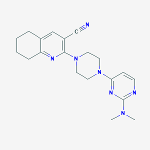 molecular formula C20H25N7 B2851183 2-[4-[2-(Dimethylamino)pyrimidin-4-yl]piperazin-1-yl]-5,6,7,8-tetrahydroquinoline-3-carbonitrile CAS No. 2415625-08-8