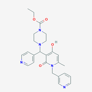 molecular formula C25H29N5O4 B2851194 Ethyl 4-((4-hydroxy-6-methyl-2-oxo-1-(pyridin-3-ylmethyl)-1,2-dihydropyridin-3-yl)(pyridin-4-yl)methyl)piperazine-1-carboxylate CAS No. 897612-06-5