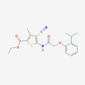molecular formula C20H22N2O4S B285126 Ethyl 4-cyano-5-{[(2-isopropylphenoxy)acetyl]amino}-3-methyl-2-thiophenecarboxylate 