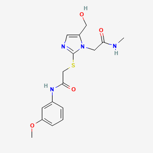 molecular formula C16H20N4O4S B2851273 2-[5-(hydroxymethyl)-2-({2-[(3-methoxyphenyl)amino]-2-oxoethyl}thio)-1H-imidazol-1-yl]-N-methylacetamide CAS No. 923195-90-8