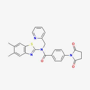 molecular formula C26H22N4O3S B2851287 N-(5,6-dimethylbenzo[d]thiazol-2-yl)-4-(2,5-dioxopyrrolidin-1-yl)-N-(pyridin-2-ylmethyl)benzamide CAS No. 923067-00-9