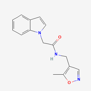 molecular formula C15H15N3O2 B2851301 2-(1H-indol-1-yl)-N-((5-methylisoxazol-4-yl)methyl)acetamide CAS No. 2034545-32-7
