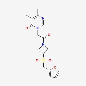molecular formula C16H19N3O5S B2851309 3-(2-(3-((furan-2-ylmethyl)sulfonyl)azetidin-1-yl)-2-oxoethyl)-5,6-dimethylpyrimidin-4(3H)-one CAS No. 1797633-71-6