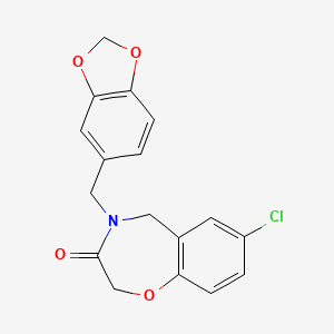 molecular formula C17H14ClNO4 B2851325 4-(1,3-benzodioxol-5-ylmethyl)-7-chloro-4,5-dihydro-1,4-benzoxazepin-3(2H)-one CAS No. 1326898-06-9