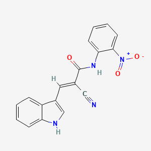 B2851327 (E)-2-cyano-3-(1H-indol-3-yl)-N-(2-nitrophenyl)acrylamide CAS No. 327076-66-4