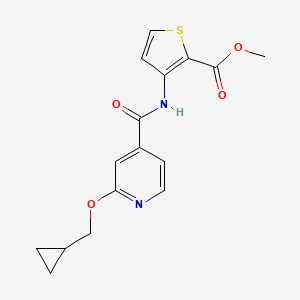 molecular formula C16H16N2O4S B2851331 Methyl 3-(2-(cyclopropylmethoxy)isonicotinamido)thiophene-2-carboxylate CAS No. 2034619-27-5