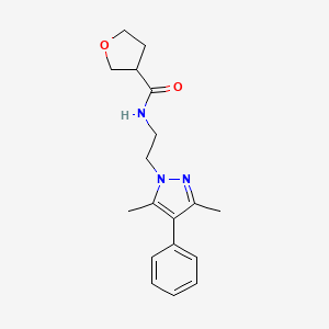 N-(2-(3,5-dimethyl-4-phenyl-1H-pyrazol-1-yl)ethyl)tetrahydrofuran-3-carboxamide