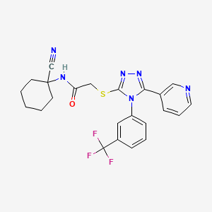 molecular formula C23H21F3N6OS B2851341 N-(1-cyanocyclohexyl)-2-[[5-pyridin-3-yl-4-[3-(trifluoromethyl)phenyl]-1,2,4-triazol-3-yl]sulfanyl]acetamide CAS No. 871098-72-5