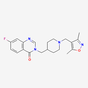 3-[[1-[(3,5-Dimethyl-1,2-oxazol-4-yl)methyl]piperidin-4-yl]methyl]-7-fluoroquinazolin-4-one