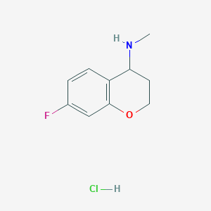 molecular formula C10H13ClFNO B2851359 7-fluoro-N-methyl-3,4-dihydro-2H-1-benzopyran-4-amine hydrochloride CAS No. 2138271-67-5