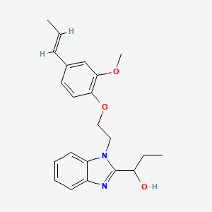 molecular formula C22H26N2O3 B2851363 (E)-1-(1-(2-(2-methoxy-4-(prop-1-en-1-yl)phenoxy)ethyl)-1H-benzo[d]imidazol-2-yl)propan-1-ol CAS No. 890639-82-4