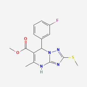 molecular formula C15H15FN4O2S B2851377 Methyl 7-(3-fluorophenyl)-5-methyl-2-(methylthio)-4,7-dihydro-[1,2,4]triazolo[1,5-a]pyrimidine-6-carboxylate CAS No. 909574-73-8