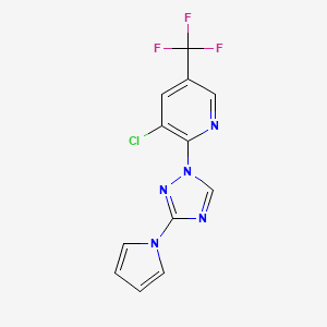 molecular formula C12H7ClF3N5 B2851379 3-chloro-2-[3-(1H-pyrrol-1-yl)-1H-1,2,4-triazol-1-yl]-5-(trifluoromethyl)pyridine CAS No. 303144-56-1