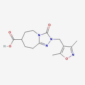 molecular formula C14H18N4O4 B2851398 2-[(3,5-Dimethyl-1,2-oxazol-4-yl)methyl]-3-oxo-6,7,8,9-tetrahydro-5H-[1,2,4]triazolo[4,3-a]azepine-7-carboxylic acid CAS No. 2095943-30-7
