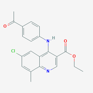 molecular formula C21H19ClN2O3 B285141 Ethyl 4-(4-acetylanilino)-6-chloro-8-methylquinoline-3-carboxylate 