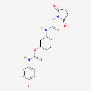 molecular formula C19H22FN3O5 B2851412 3-(2-(2,5-Dioxopyrrolidin-1-yl)acetamido)cyclohexyl (4-fluorophenyl)carbamate CAS No. 1351631-66-7