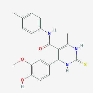 molecular formula C20H21N3O3S B2851414 4-(4-hydroxy-3-methoxyphenyl)-6-methyl-2-thioxo-N-(p-tolyl)-1,2,3,4-tetrahydropyrimidine-5-carboxamide CAS No. 328548-14-7