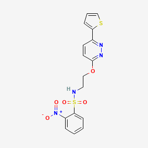 molecular formula C16H14N4O5S2 B2851424 2-硝基-N-(2-((6-(噻吩-2-基)哒嗪-3-基)氧基)乙基)苯磺酰胺 CAS No. 920171-54-6