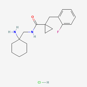 molecular formula C18H26ClFN2O B2851425 N-[(1-Aminocyclohexyl)methyl]-1-[(2-fluorophenyl)methyl]cyclopropane-1-carboxamide;hydrochloride CAS No. 2418724-17-9