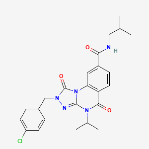 molecular formula C24H26ClN5O3 B2851428 2-(4-chlorobenzyl)-N-isobutyl-4-isopropyl-1,5-dioxo-1,2,4,5-tetrahydro[1,2,4]triazolo[4,3-a]quinazoline-8-carboxamide CAS No. 1105214-36-5