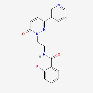molecular formula C18H15FN4O2 B2851429 2-fluoro-N-(2-(6-oxo-3-(pyridin-3-yl)pyridazin-1(6H)-yl)ethyl)benzamide CAS No. 1021108-16-6
