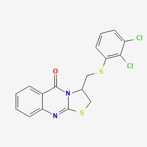 molecular formula C17H12Cl2N2OS2 B2851436 3-{[(2,3-dichlorophenyl)sulfanyl]methyl}-2,3-dihydro-5H-[1,3]thiazolo[2,3-b]quinazolin-5-one CAS No. 477860-23-4