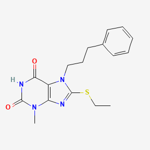 molecular formula C17H20N4O2S B2851451 8-Ethylsulfanyl-3-methyl-7-(3-phenylpropyl)purine-2,6-dione CAS No. 313470-28-9
