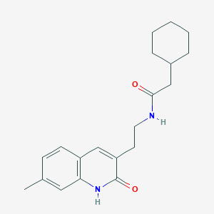 molecular formula C20H26N2O2 B2851461 2-cyclohexyl-N-[2-(7-methyl-2-oxo-1H-quinolin-3-yl)ethyl]acetamide CAS No. 851404-74-5