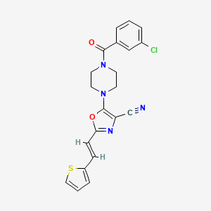 (E)-5-(4-(3-chlorobenzoyl)piperazin-1-yl)-2-(2-(thiophen-2-yl)vinyl)oxazole-4-carbonitrile