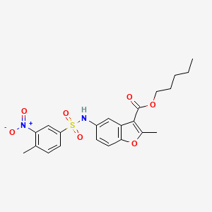 molecular formula C22H24N2O7S B2851465 Pentyl 2-methyl-5-{[(4-methyl-3-nitrophenyl)sulfonyl]amino}-1-benzofuran-3-carboxylate CAS No. 518330-99-9