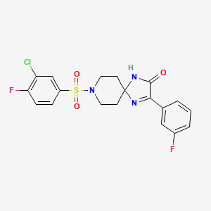 8-((3-Chloro-4-fluorophenyl)sulfonyl)-3-(3-fluorophenyl)-1,4,8-triazaspiro[4.5]dec-3-en-2-one
