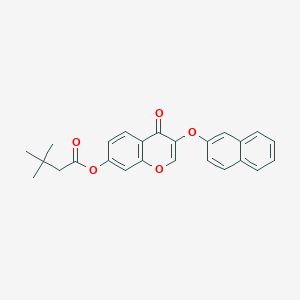 molecular formula C25H22O5 B285147 3-(2-naphthyloxy)-4-oxo-4H-chromen-7-yl 3,3-dimethylbutanoate 