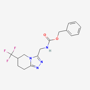 molecular formula C16H17F3N4O2 B2851475 Benzyl ((6-(trifluoromethyl)-5,6,7,8-tetrahydro-[1,2,4]triazolo[4,3-a]pyridin-3-yl)methyl)carbamate CAS No. 2034538-71-9