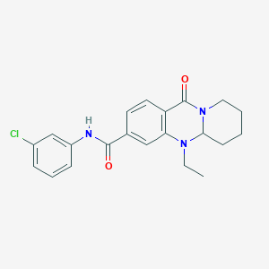 molecular formula C21H22ClN3O2 B2851476 N-(3-chlorophenyl)-5-ethyl-11-oxo-5,6,7,8,9,11-hexahydro-5aH-pyrido[2,1-b]quinazoline-3-carboxamide CAS No. 1574622-30-2