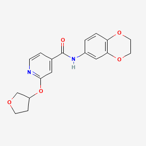 molecular formula C18H18N2O5 B2851485 N-(2,3-dihydrobenzo[b][1,4]dioxin-6-yl)-2-((tetrahydrofuran-3-yl)oxy)isonicotinamide CAS No. 1903011-79-9