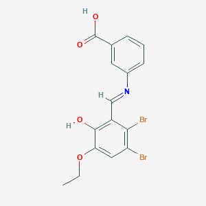 3-{[(E)-(2,3-dibromo-5-ethoxy-6-hydroxyphenyl)methylidene]amino}benzoic acid