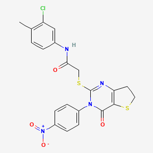 N-(3-chloro-4-methylphenyl)-2-[[3-(4-nitrophenyl)-4-oxo-6,7-dihydrothieno[3,2-d]pyrimidin-2-yl]sulfanyl]acetamide