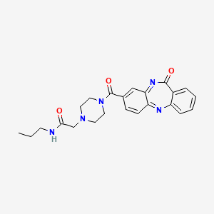 2-(4-{10-oxo-2,9-diazatricyclo[9.4.0.0^{3,8}]pentadeca-1(11),3(8),4,6,12,14-hexaene-6-carbonyl}piperazin-1-yl)-N-propylacetamide