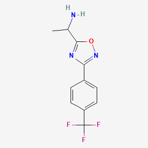 molecular formula C11H10F3N3O B2851529 (1-{3-[4-(Trifluoromethyl)phenyl]-1,2,4-oxadiazol-5-yl}ethyl)amine CAS No. 1199481-13-4